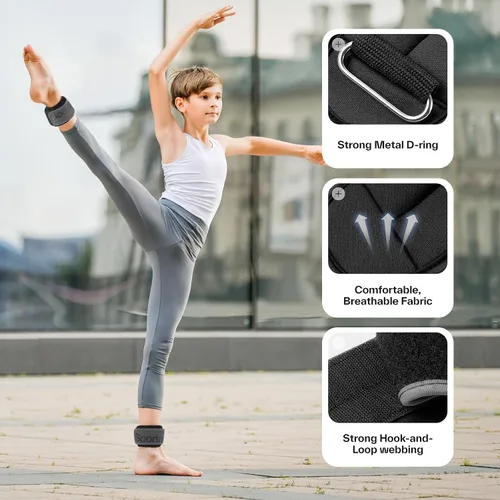 Vista 3 de Sportneer Pesas de tobillo de 0.5/1/2/3/5 libras, 1 par de pesas de muñeca y pierna para mujeres, hombres, niños y niños con correas ajustables