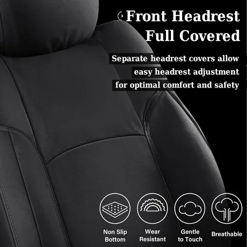 Vista 17 de Coverado Chevy Silverado - Juego completo de fundas de asiento de lona impermeables, apto para Silverado GMC Sierra 2007-2013 y 2019-2025 1500 Negro