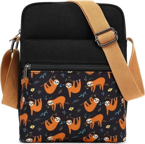 Vista 27 de Leaper - Juego de estuche y cartera bandolera de lona para niñas y mujeres A-verde azulado-r