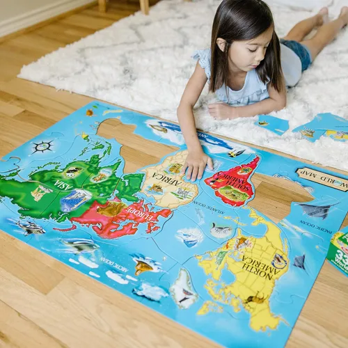 Vista 7 de Rompecabezas de mapa del mundo, 33 piezas, 2 X 3 pies de Melissa & Doug