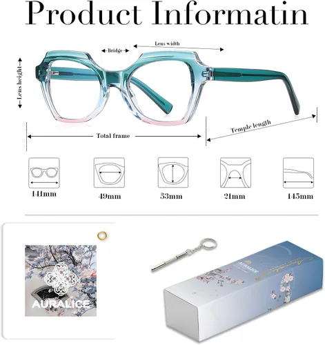 Vista 5 de Gafas Cuadradas Luz Azul Rosaneve B6 Lente de luz azul/marco verde