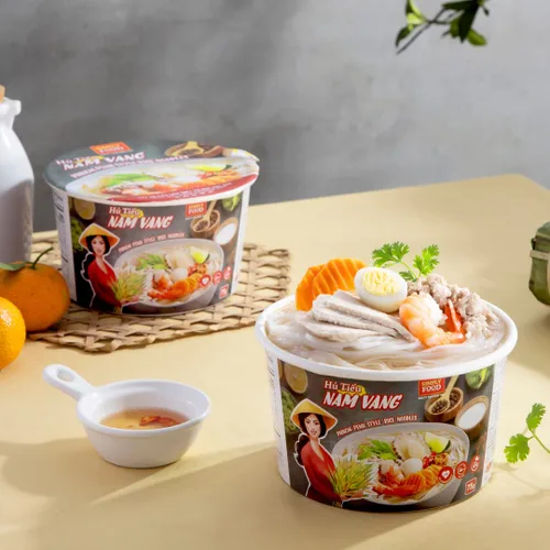 Vista 6 de SIMPLY FOOD Fideos instantáneos de arroz Phnom Penh (H Tiếu Nam Vang) – 9 tazones/2.65 oz cada uno – Deliciosos, finos, planos, fideos de arroz