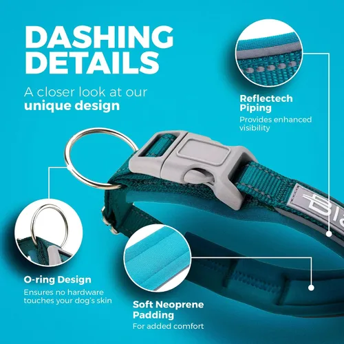 Vista 3 de BLAZIN Collar reflectante para perro con diseño de cierre de junta tórica para perros sensibles, acolchado de neopreno suave, collares para perros O