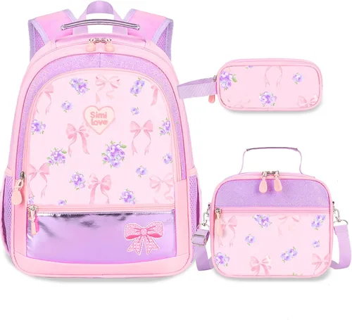 Vista 13 de Juego de mochila de 3 piezas, Arco rojo negro, Escuela
