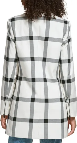 Vista 4 de Karl Lagerfeld Paris Windowpane - Chaqueta suave de manga larga para mujer