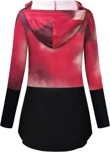 Vista 3 de QUINEE sudadera con capucha para mujer de manga larga a cuadros, bloque