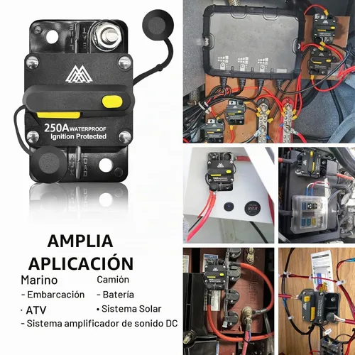 Vista 4 de Interruptor de circuito impermeable de 250 A, portafusibles de 12 V - 48 V CC Interruptor de reinicio manual para motor de arrastre de barco