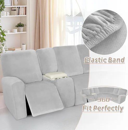Vista 233 de Arfntevss Fundas de sofá seccional reclinable de terciopelo, Funda de sofá seccional de esquina para sofá reclinable, Funda elástica suave