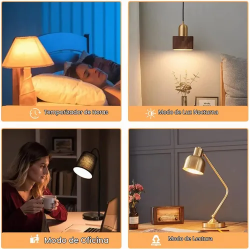 Vista 7 de Bombillas LED A19 con control remoto, 800LM 9W, bombillas LED equivalentes a 60 W, regulables continuas 3000K-6000K, base E26, CRI 80+, 2.4 GHz, más