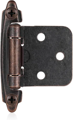Vista 8 de 4 Pack (2 Pares) Bisagras de cierre automático de latón antiguo para puerta de gabinete de cocina, 1/2" de superposición (variable) Bisagras