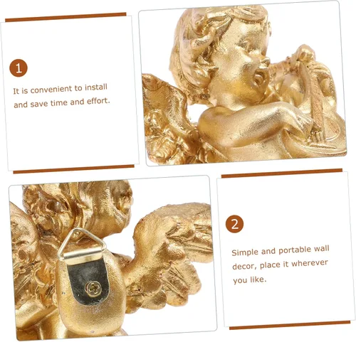 Vista 5 de Happyyami Estatua de resina para colgar en la pared, estatua de jardín, estatua de oración de ángel, estatuas para jardín, decoración de querubín
