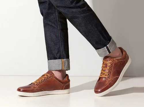 Vista 2 de Jousen Men's Sneakers Leather Casual Shoes for Men Breathable Business Casual Sneaker Retro Fashion Sneaker