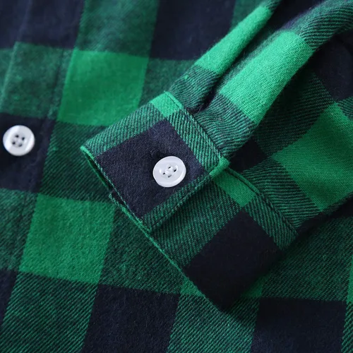 Vista 7 de Yinggeli Camisas a cuadros para niños y niñas, camisas de vestir de franela de manga larga con botones 2T - 8T