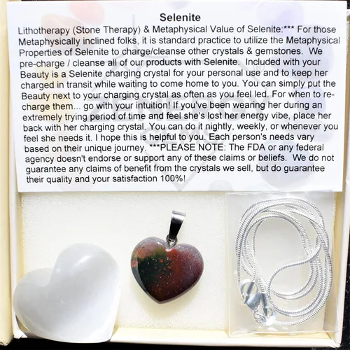 Vista 6 de Zenergy Gems - Collar con dije de corazón, piedras preciosas naturales del Himalaya en forma de corazón + cadena de plata de 20 + corazón de carga