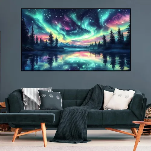 Vista 3 de ijbnhd Aurora - Pintura de diamantes grandes, kits de arte de diamantes grandes para adultos, pintura de diamante grande redondo de taladro