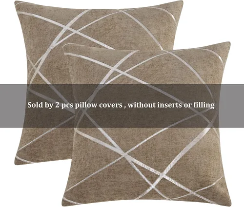 Vista 6 de Fundas de almohada GIGIZAZA decorativas para sofá 24 x 24 pulgadas, fundas de almohada gruesas para sofá, juego de 2 fundas de almohada cuadradas