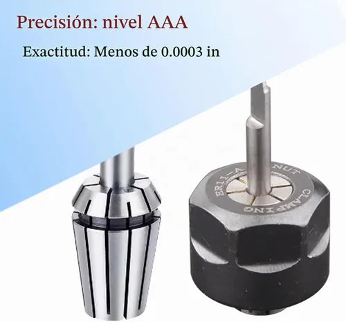 Vista 5 de ER11 Juego de tuercas de resorte – Portabrocas de alta precisión ER11 de 1/4 pulgadas + tuerca de sujeción para herramienta de fresado CNC