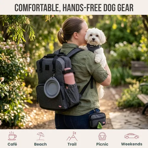 Vista 7 de Mochila para perros con bolsillo fresco aislado y alfombrilla