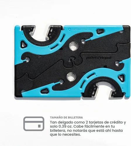 Vista 3 de GEOMETRICAL Trípode de bolsillo PROv2 - Soporte tamaño tarjeta, para iPhone, kit universal azul alienígena