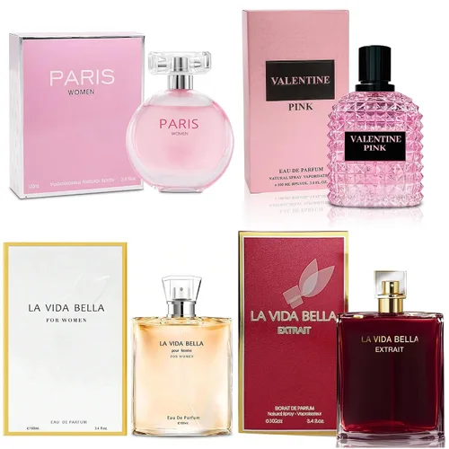 Vista 28 de A CENTER Juego de perfume de 4 piezas para mujer, set de regalo