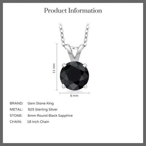 Vista 15 de Gem Stone King Collar con colgante solitario de plata de ley 925 de 0.236 in con piedra natal redonda Collar de 4 puntas para mujer Con cadena