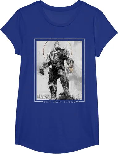 Vista 22 de Marvel Avengers Infinity War Thanos Sketch Graphic Camiseta Negro