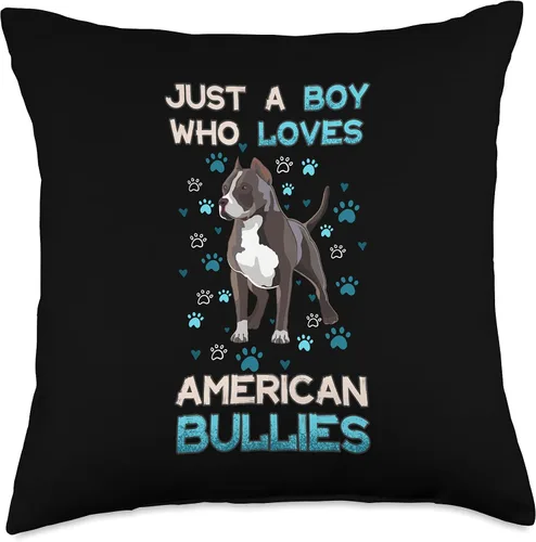 Vista 4 de Funny American Bully Lover Quote Designs Just A Boy Who Loves American Bullies - Almohada divertida con cita de propietario, 16 x 16 pulgadas
