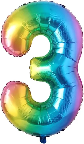 Vista 11 de Globo grande de 40 pulgadas de papel de aluminio arcoíris para cumpleaños, globos con número de helio, decoraciones de fiesta de cumpleaños, figuras