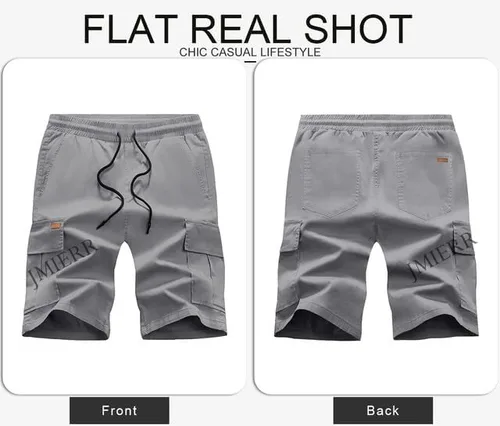Vista 8 de JMIERR Pantalones cortos de sarga para hombre con cordón de algodón clásico elástico con 6 bolsillos