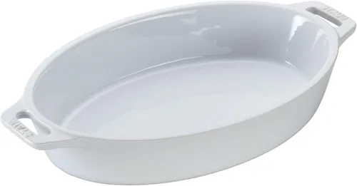 Vista 4 de STAUB Juego de 4 sartenes de cerámica para hornear, cacerola con tapa, sartén para brownies, color blanco