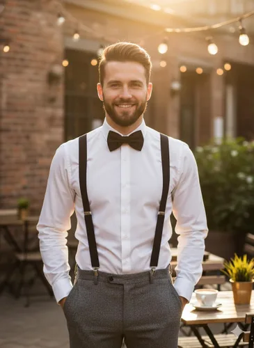Vista 7 de Juego de tirantes y pajarita para hombre, tirantes ajustables en Y con pajarita a juego para bodas y uso formal Negro