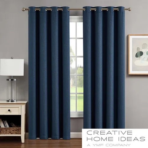 Vista 2 de Cortinas opacas (2 paneles, 50 x 96 pulgadas, azul) Cortinas con aislamiento térmico para oscurecer la habitación con alzapaños, cortinas de ventana