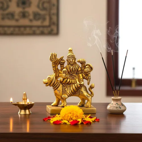 Vista 3 de LOVENSPIRE Estatua de diosa Lakshmi de latón macizo para Pooja (3.5 pulgadas) – Ídolo de la deidad espiritual india para decoración de mandir
