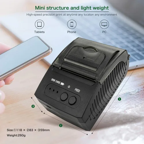 Vista 3 de NETUM Impresora de Recibos Bluetooth, Impresora Mini Térmica Portátil de 58mm POS, Compatible con Android/Windows