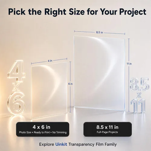 Vista 6 de Uinkit OHP Película de transparencia de 4 x 6 pulgadas, 50 hojas, hojas de transparencia láser 100% transparente para impresora láser y copiadora