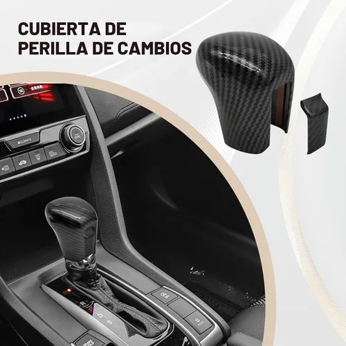 Vista 5 de Funda de Decoración de Cambio Negra para Transmisión Automática, Accesorios de Adorno para Palanca de Cambio Compatible con Honda Civic de 10ª Negro
