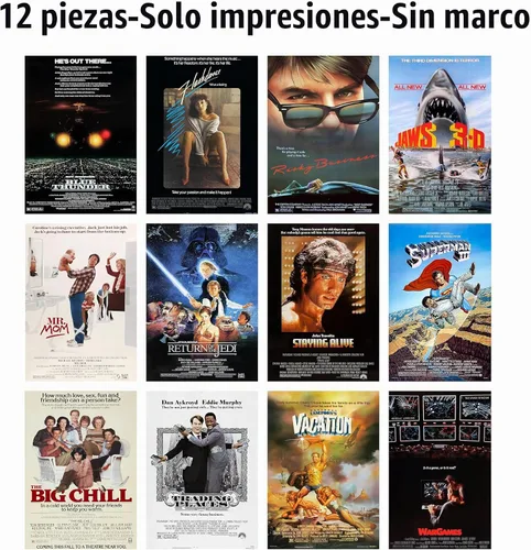Vista 2 de ArtDirect GalleryPack - Arte de pared – 12 pósteres de película sin marco de 8 x 12 pulgadas de 1983, decoración coleccionable para el hogar u