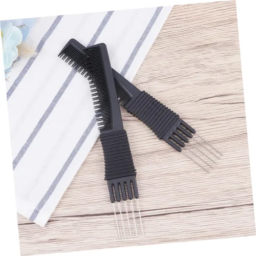 Vista 4 de Peine de acero inoxidable con punta de metal, peine para peinar el cabello, peine de elevación para el cabello, peine de elevación de pelo, peine