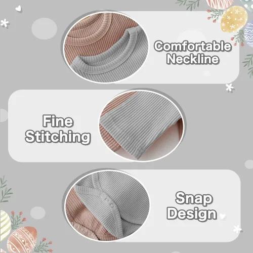 Vista 3 de XIFAMNIY Traje de conejo de Pascua para bebé con sombrero de oreja de conejo 3D para bebé recién nacido