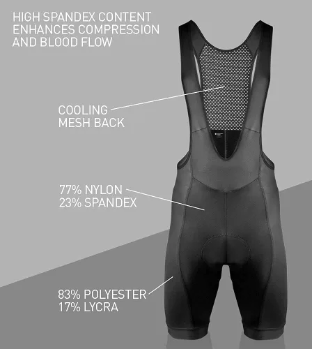 Vista 5 de AEROTECHDESIGNS Men's USA Elite Padded Cycling Bib-Shorts Made in USA Performance Long Distance Bibs