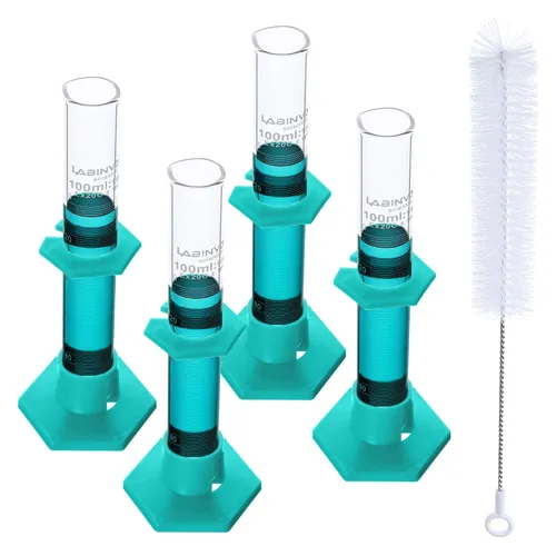 Vista 16 de Juego de cilindros graduados de 16.9 fl oz, 2 piezas de cilindro de medición de vidrio de borosilicato 3.3, base hexagonal, con boquilla, clase B