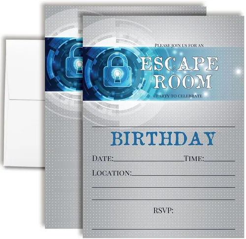 Vista 10 de AmandaCreation - Invitaciones para fiesta de cumpleaños de Dart Gun, 20 tarjetas de relleno de 5 x 7 pulgadas con veinte sobres blancos