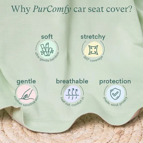 Vista 7 de PurComfy Funda de asiento de coche de bebé 4 en 1, cubierta de lactancia de viscosa de bambú súper suave Niños y niñas, transpirables, fundas