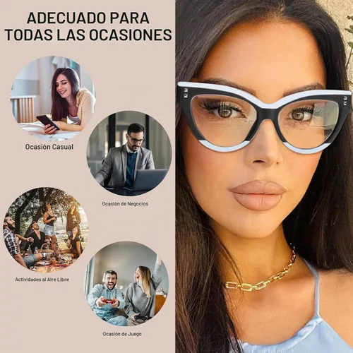 Vista 5 de KFPH Fashion Cat Eye Blue Light Glasses for Women Negro blanco