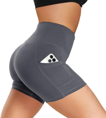 Vista 43 de Biker Shorts for Women with Pockets - 8"/5"/3" Booty Black Spandex Shorts Verde militar