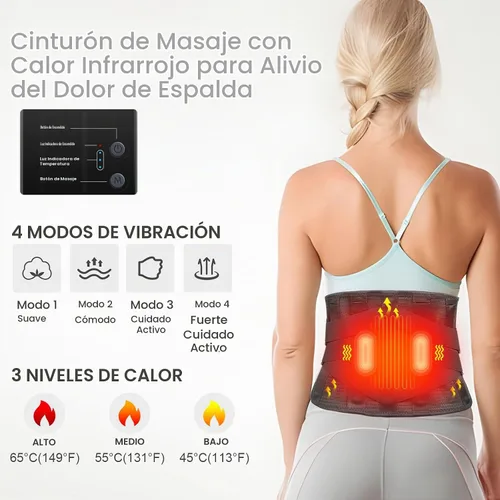 Vista 2 de Soporte de espalda calentado con masaje, almohadilla térmica