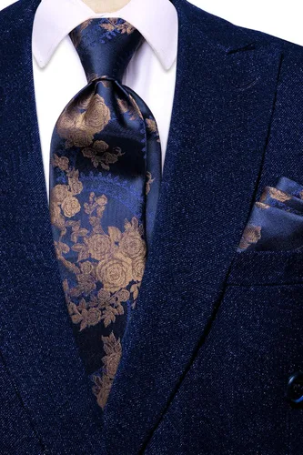 Vista 257 de Hi-Tie Corbatas de seda para hombre, diseño de cachemira a rayas, con bolsillo, gemelos cuadrados, conjunto formal de negocios