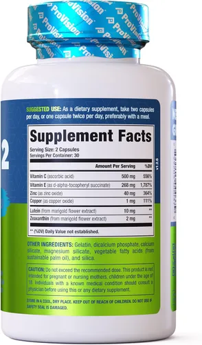 Vista 9 de ProVision AREDS 2 Vitaminas para los ojos – Mejora la visión – Complejo de luteína y zeaxantina Visión – 60 cápsulas de suplemento ocular