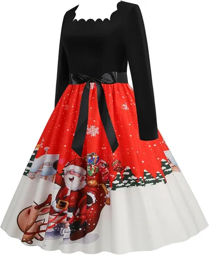 Vista 2 de Vestido de manga larga con dobladillo con estampado delgado para mujer