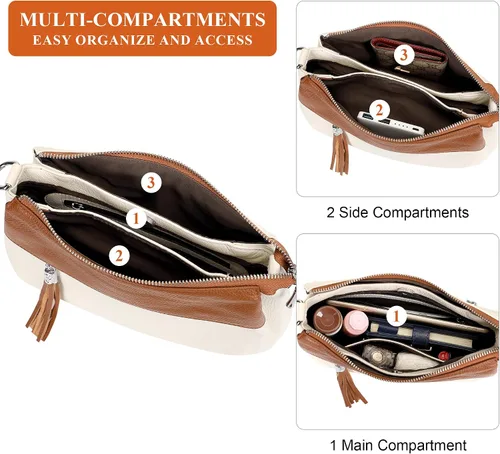 Vista 46 de Over Earth Genuine Leather Crossbody Bags for Women Small Hobo Handbags Shoulder Purses with 2 Detachable Straps